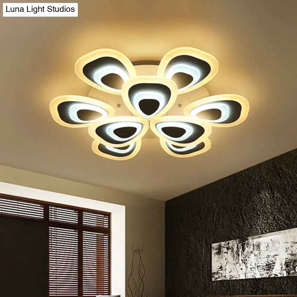 Modern Acrylic Ceiling Light Fixture - Peacock Tail Design Led Flush Mount Lamp With 3/5/9 Lights