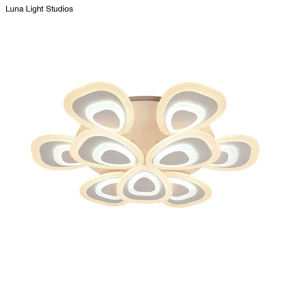 Modern Acrylic Ceiling Light Fixture - Peacock Tail Design Led Flush Mount Lamp With 3/5/9 Lights