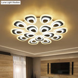 Modern Acrylic Ceiling Light Fixture - Peacock Tail Design Led Flush Mount Lamp With 3/5/9 Lights