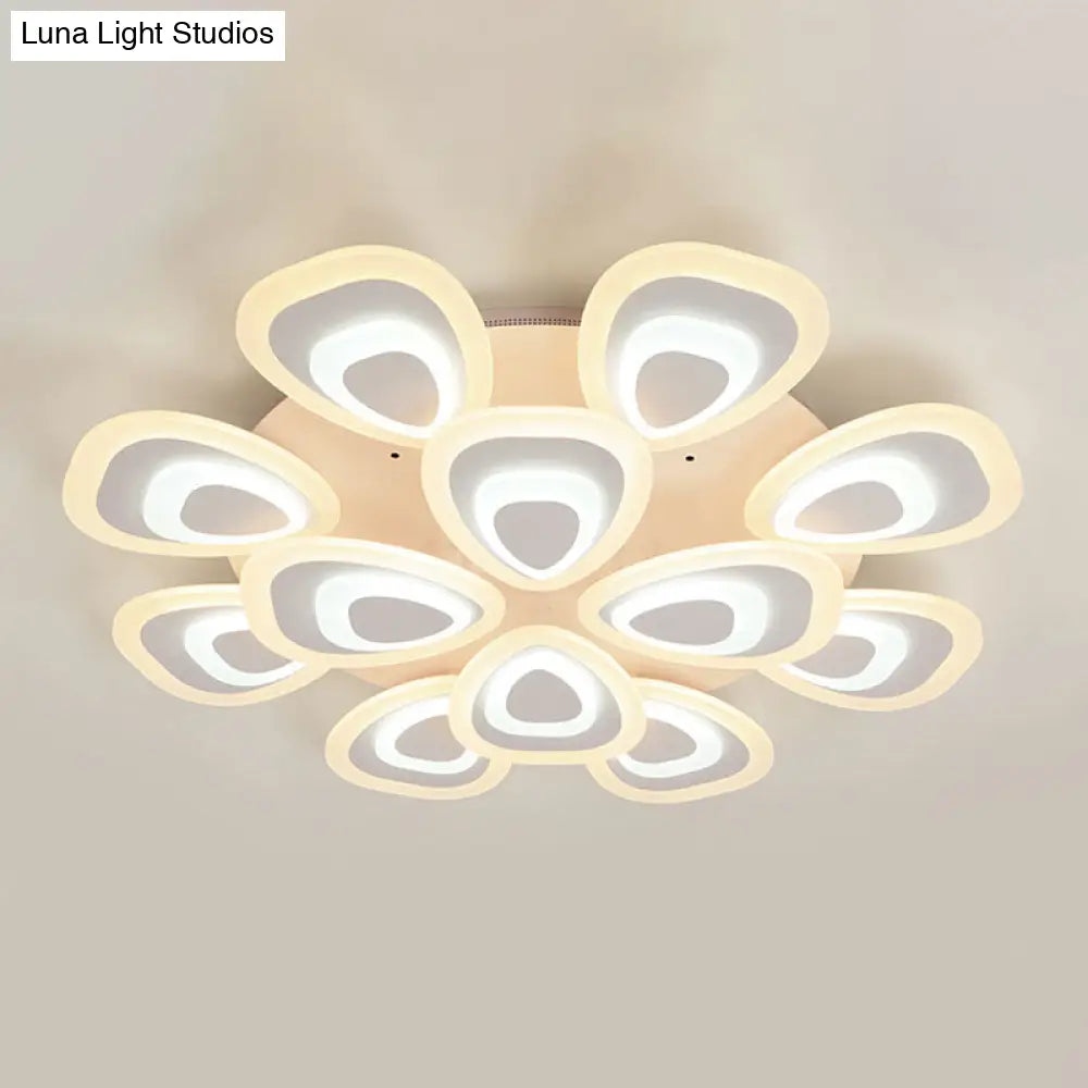Modern Acrylic Ceiling Light Fixture - Peacock Tail Design Led Flush Mount Lamp With 3/5/9 Lights