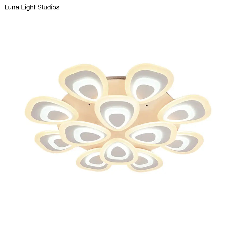 Modern Acrylic Ceiling Light Fixture - Peacock Tail Design Led Flush Mount Lamp With 3/5/9 Lights