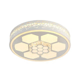 Modern Acrylic Ceiling Mount Light In White With Multi-Color Led Lighting And Crystal Accent