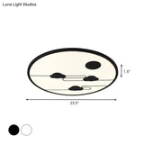 Modern Acrylic Circle Flush Light Fixture - White/Black Led Mount With Cloud Pattern Warm/White