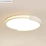 Modern Acrylic Circle Led Flushmount Ceiling Light With Crystal Deco - White Indoor Lighting