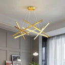 Modern Acrylic Crossed Chandelier Led Pendant Black/Gold Ceiling Lamp Available In 25.5/33.5 Width