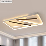 Modern Acrylic Double V - Shape Ceiling Lamp Black And White Led Flush Mount Light With Stepless