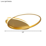 Modern Acrylic Ellipse Led Ceiling Lamp In Simple Gold Finish - Warm/White Light For Bedroom
