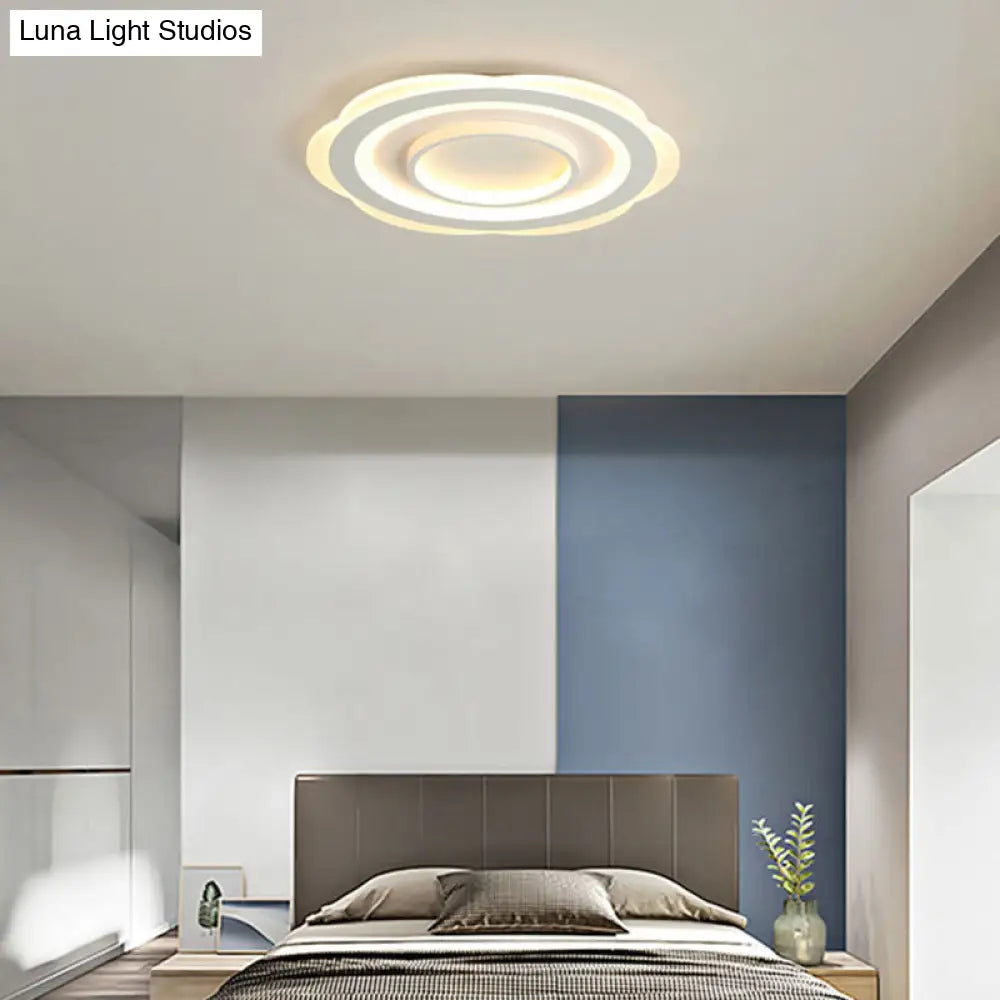 Modern Acrylic Flower Ceiling Light - 16’/19.5’/23.5’ Flushmount For Living Room In Warm/White