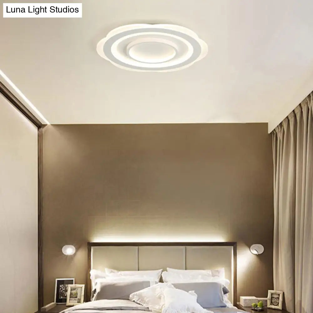 Modern Acrylic Flower Ceiling Light - 16’/19.5’/23.5’ Flushmount For Living Room In Warm/White