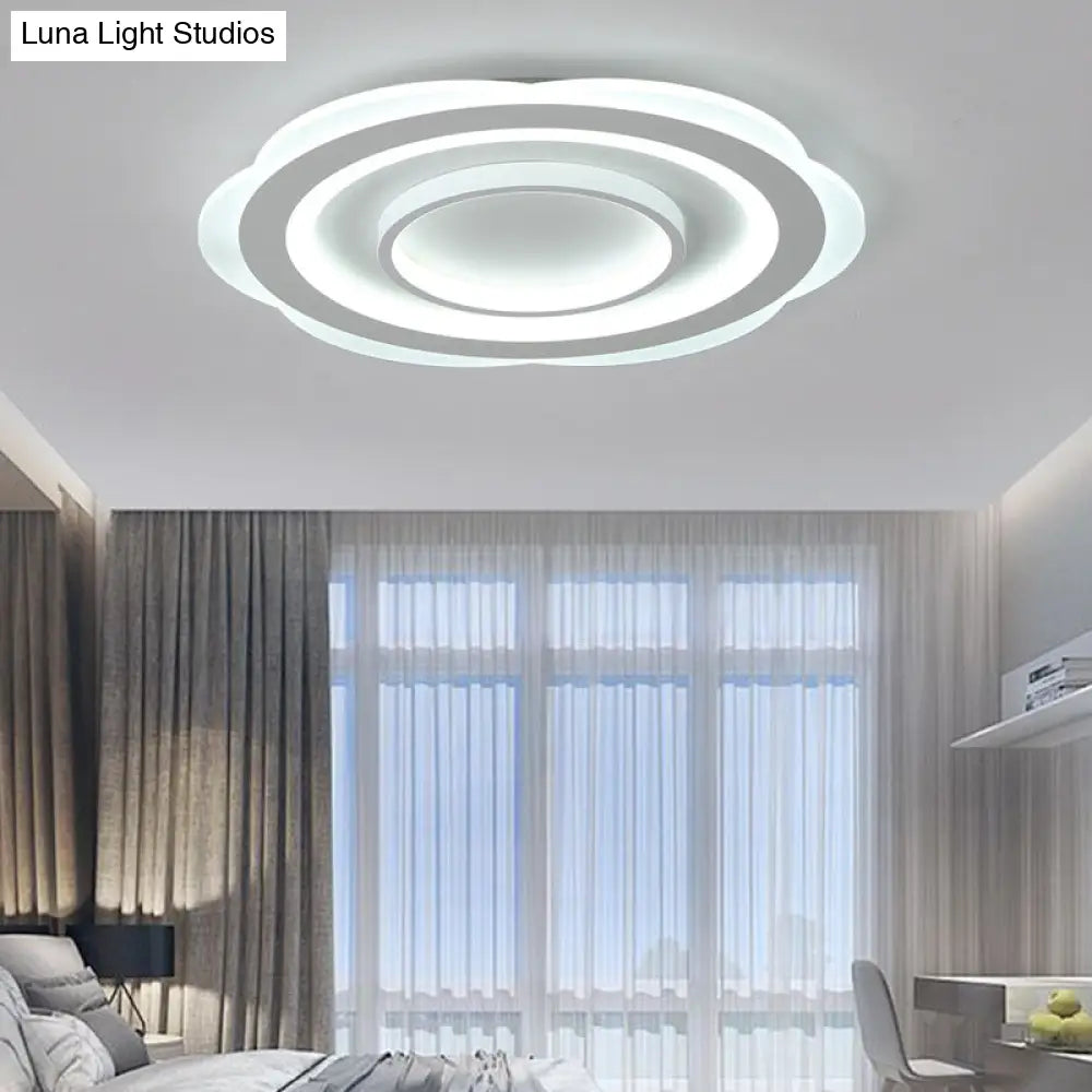 Modern Acrylic Flower Ceiling Light - 16’/19.5’/23.5’ Flushmount For Living Room In Warm/White