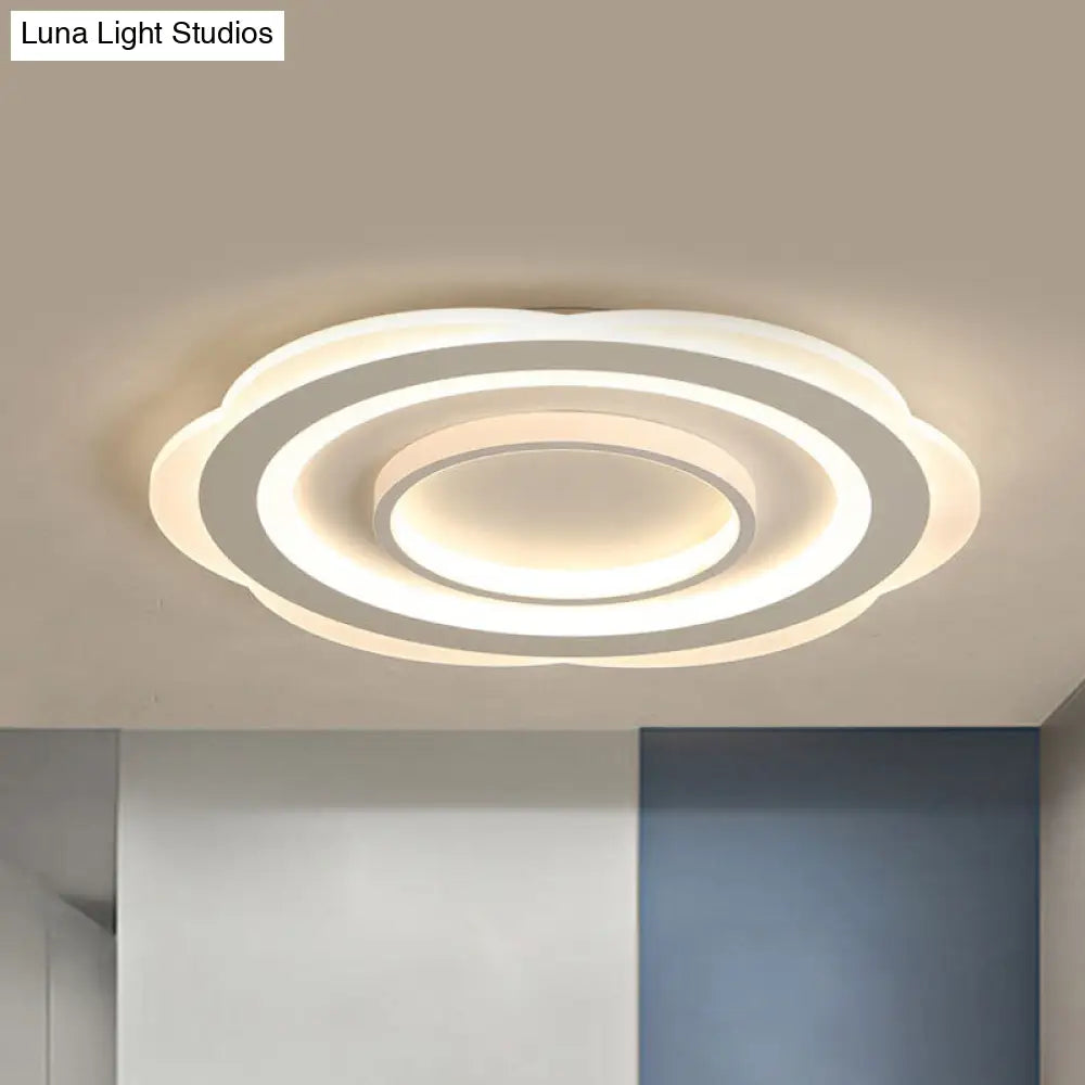 Modern Acrylic Flower Ceiling Light - 16’/19.5’/23.5’ Flushmount For Living Room In Warm/White
