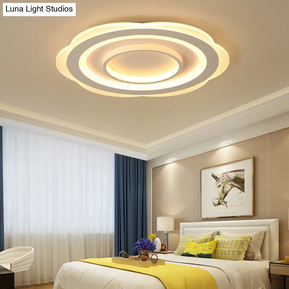Modern Acrylic Flower Ceiling Light - 16’/19.5’/23.5’ Flushmount For Living Room In Warm/White