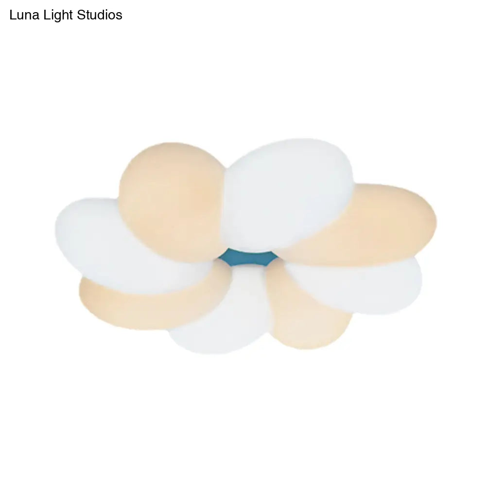 Modern Acrylic Flower Flush Ceiling Lamp For Child Bedroom - Led 18’/22’ Wide Warm/White Light