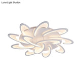 Modern Acrylic Flower Semi Flush Mount Lamp - 6/12-Head Warm/White Light White Ceiling Lighting For