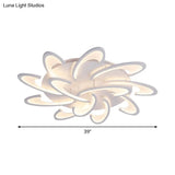 Modern Acrylic Flower Semi Flush Mount Lamp - 6/12-Head Warm/White Light White Ceiling Lighting For
