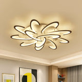 Modern Acrylic Flower Semi Flush Mount Lamp - 6/12-Head Warm/White Light White Ceiling Lighting For