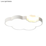 Modern Acrylic Flush Ceiling Lamp - Cloud Kindergarten In White Finish