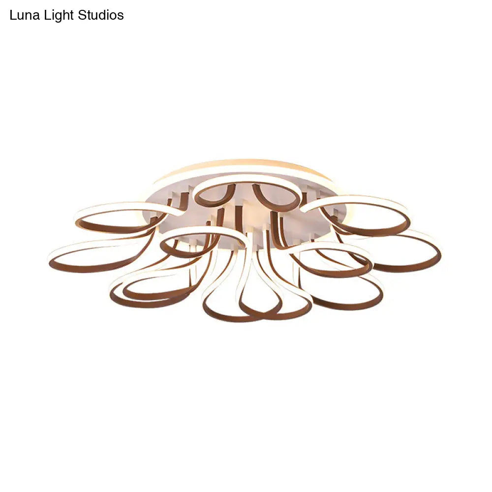 Modern Acrylic Flush Mount Ceiling Light Fixture - Bend Design 9/12 Heads Brown 38.5’/46.5’