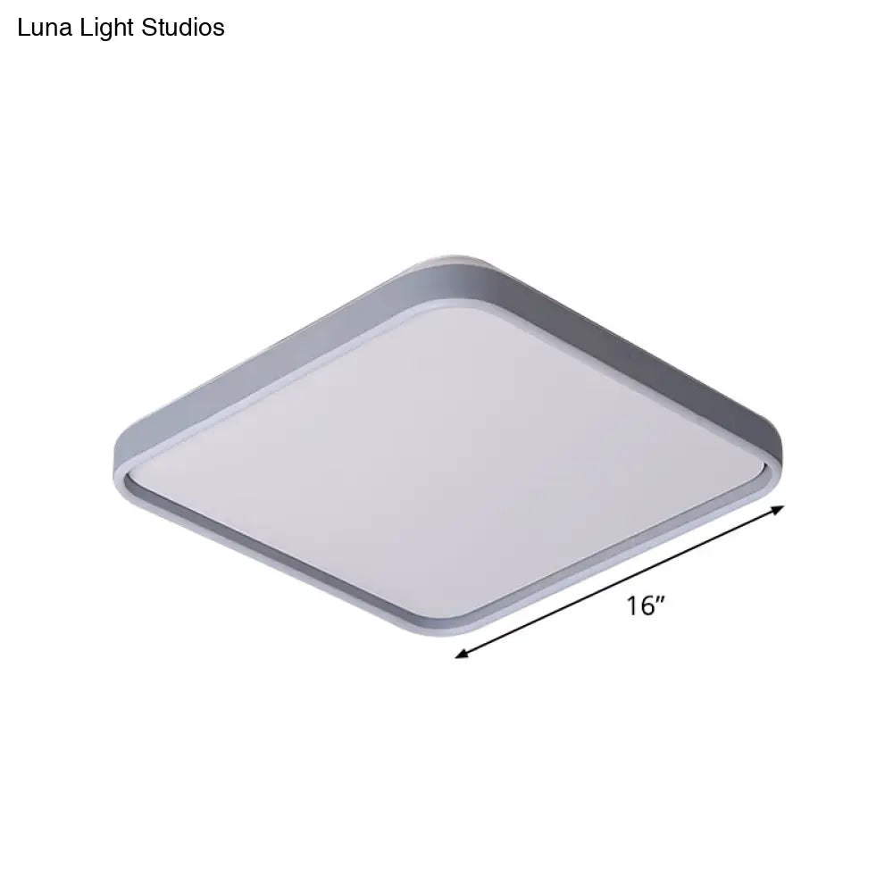Modern Acrylic Flush Mount Ceiling Light In Grey For 16’/19.5’ Wide Spaces With Led Warm And
