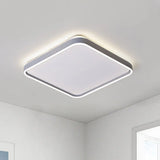Modern Acrylic Flush Mount Ceiling Light In Grey For 16’/19.5’ Wide Spaces With Led Warm And