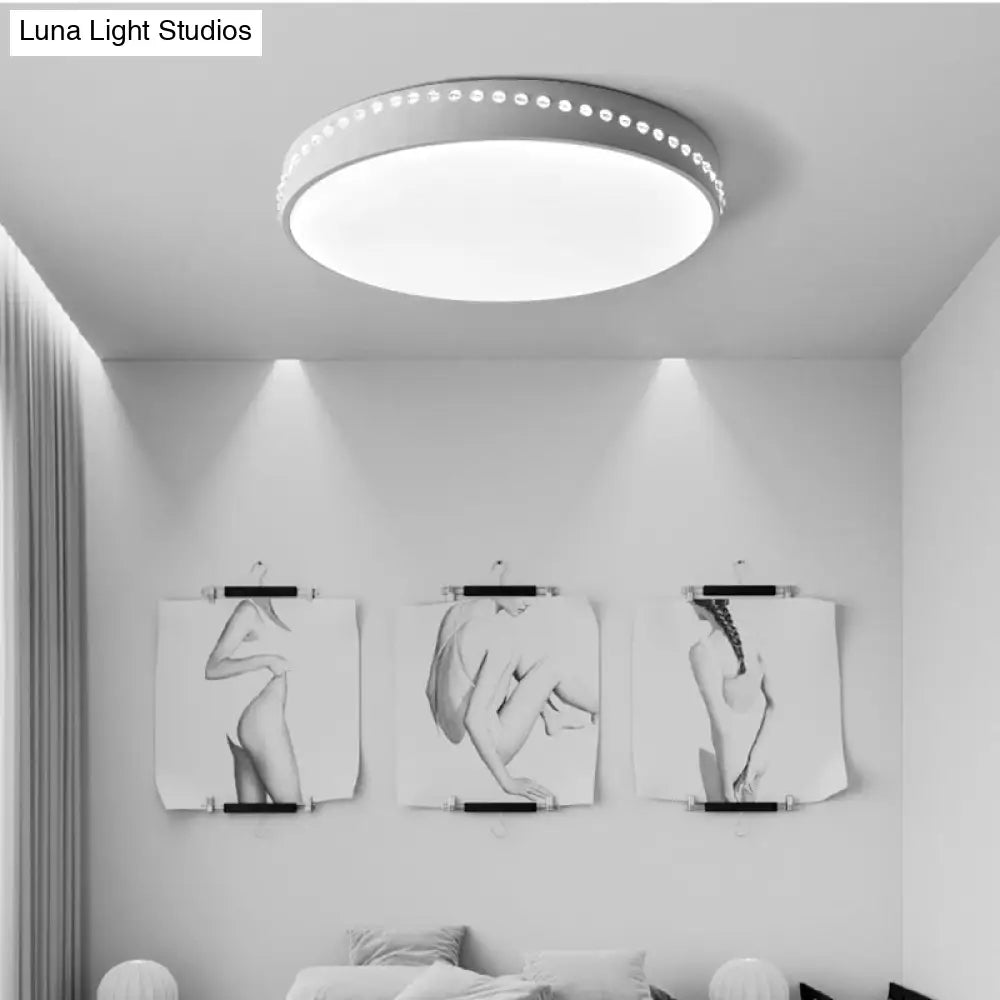 Modern Acrylic Flush Mount Drum Ceiling Light Fixture Led Black/White/Grey Warm/White