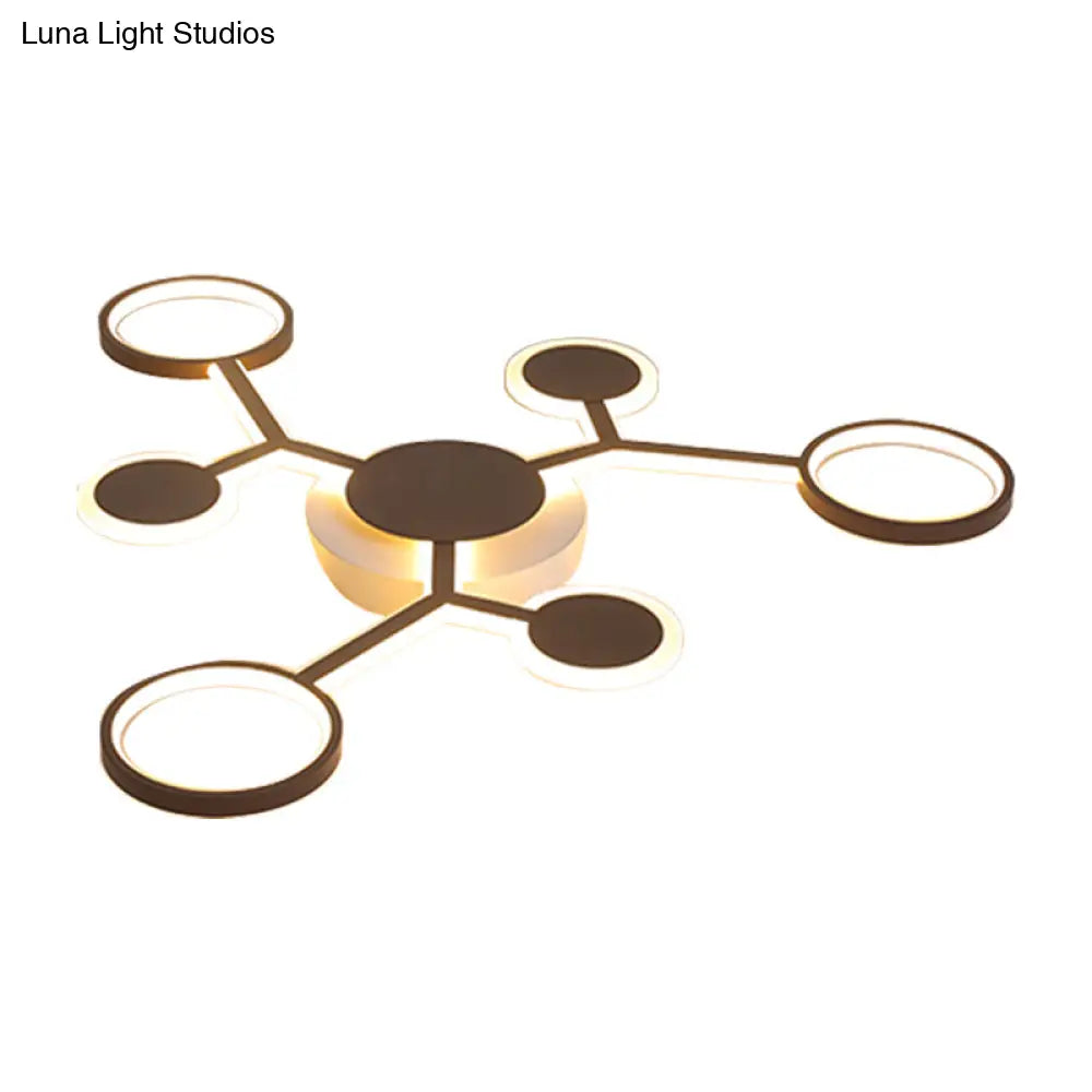 Modern Acrylic Flush Mount Lamp With Starburst Design And 6/8/10 Warm Led Lights In White