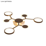 Modern Acrylic Flush Mount Lamp With Starburst Design And 6/8/10 Warm Led Lights In White