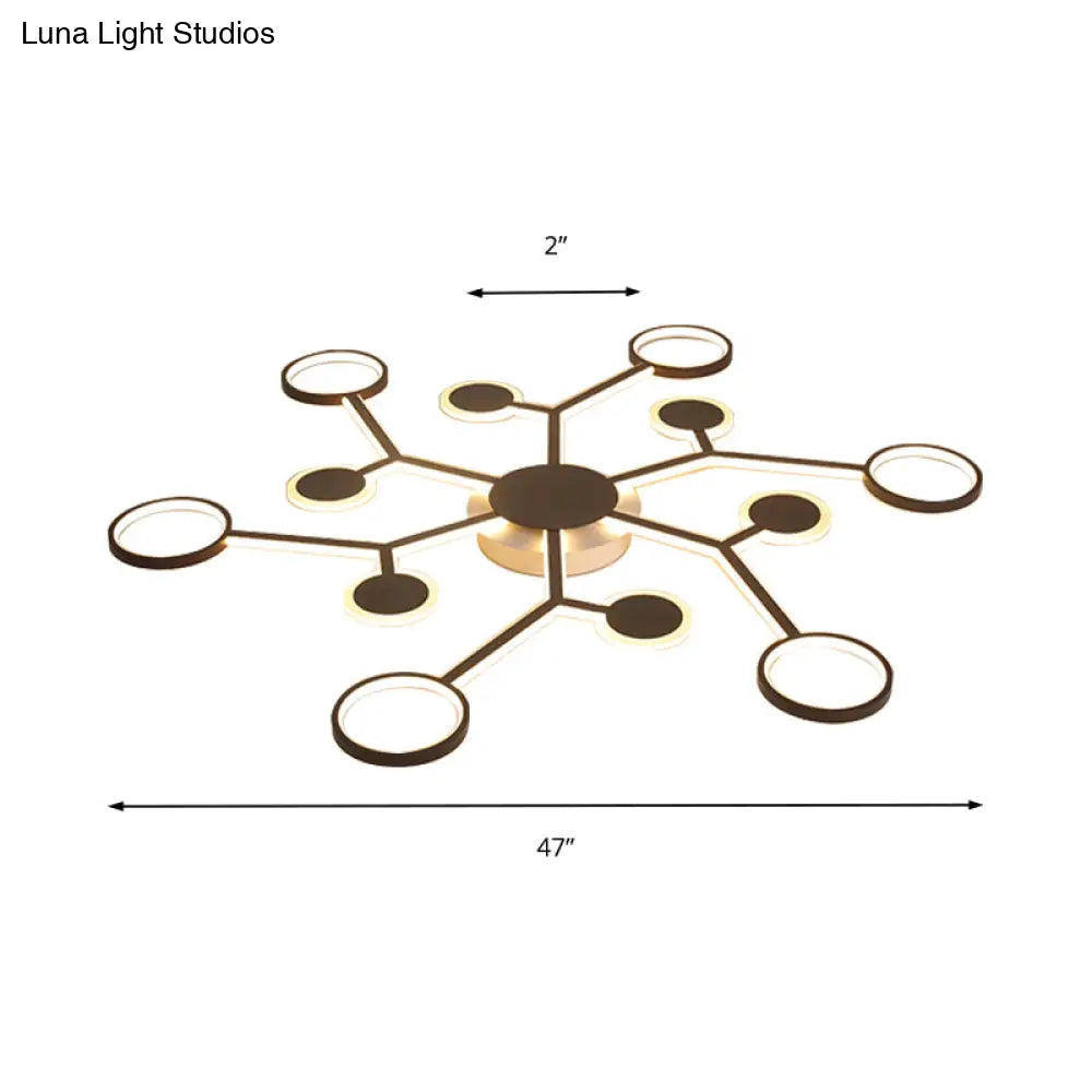 Modern Acrylic Flush Mount Lamp With Starburst Design And 6/8/10 Warm Led Lights In White