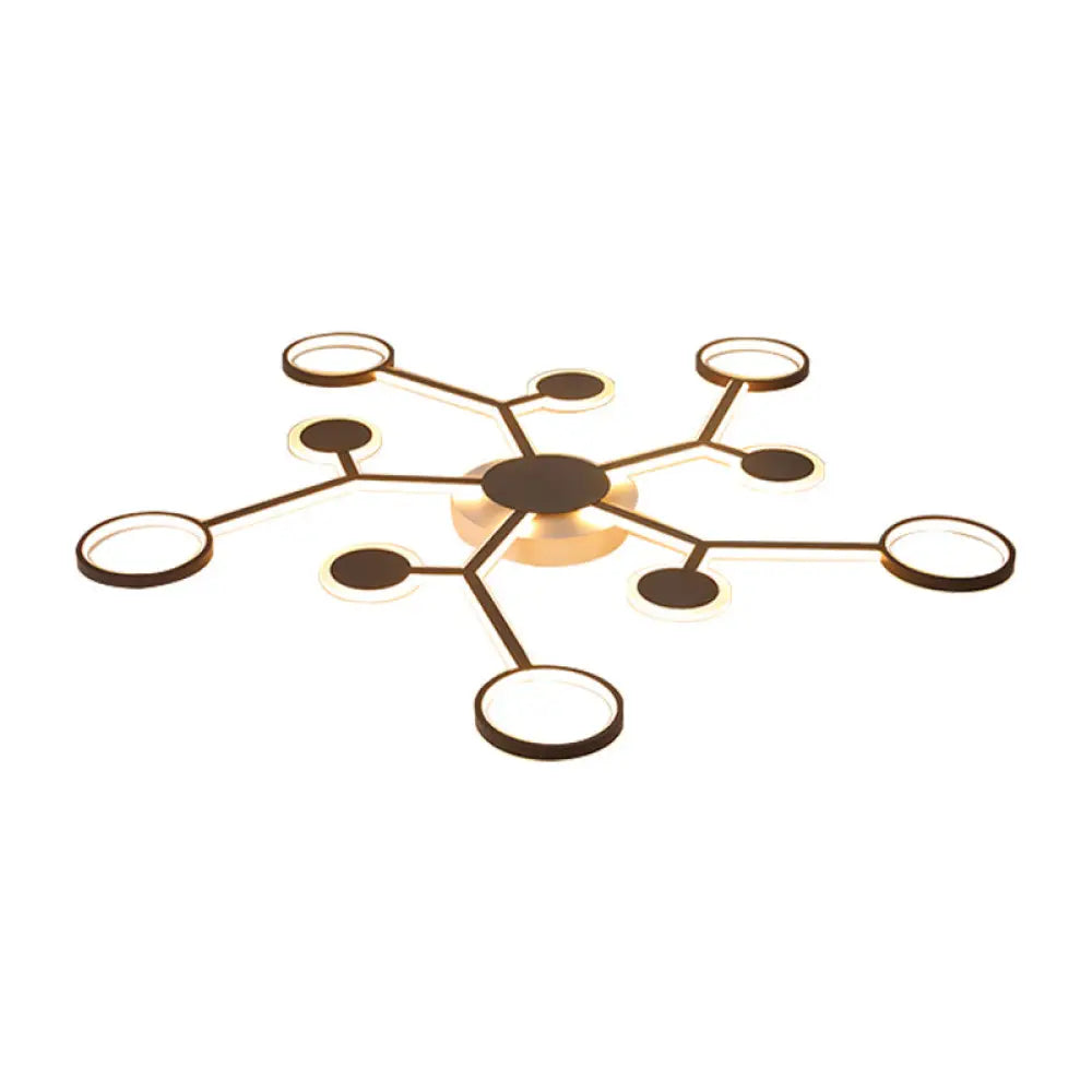 Modern Acrylic Flush Mount Lamp With Starburst Design And 6/8/10 Warm Led Lights In White