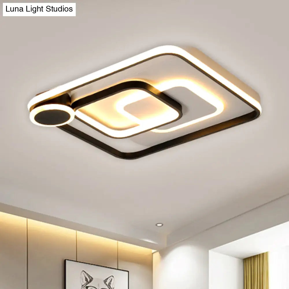 Modern Acrylic Flush Mount Nordic Lamp - Black/White Led Ceiling Light In Warm/White 18’/21.5’ Wide