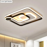 Modern Acrylic Flush Mount Nordic Lamp - Black/White Led Ceiling Light In Warm/White 18’/21.5’ Wide