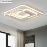 Modern Acrylic Flush Mount Nordic Lamp - Black/White Led Ceiling Light In Warm/White 18’/21.5’ Wide