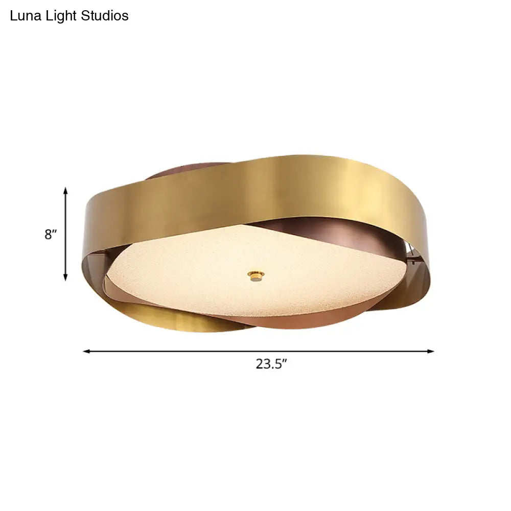 Modern Acrylic Gold Led Ceiling Flush Mount Light With Stainless Steel Frame