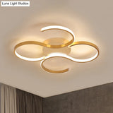 Modern Acrylic Gold Led Ceiling Light With Double S-Shape Flush Mount - Warm/White