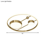 Modern Acrylic Led Brass Flush Mount Light Fixture For Bedroom - 16’/19.5’ W Rounded
