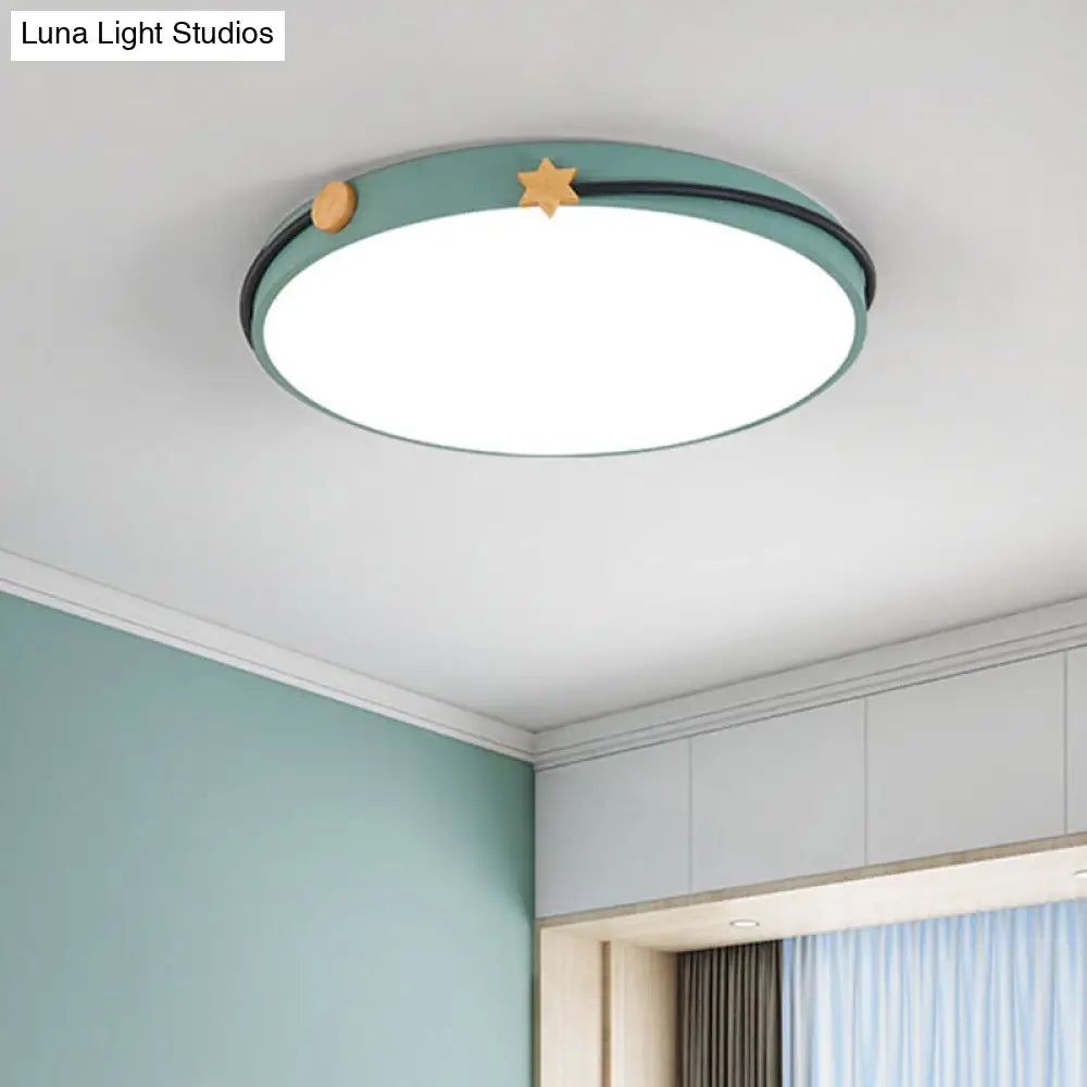 Modern Acrylic Led Ceiling Flush Lamp With Nordic Design In White/Green/Blue Shade For Living Room