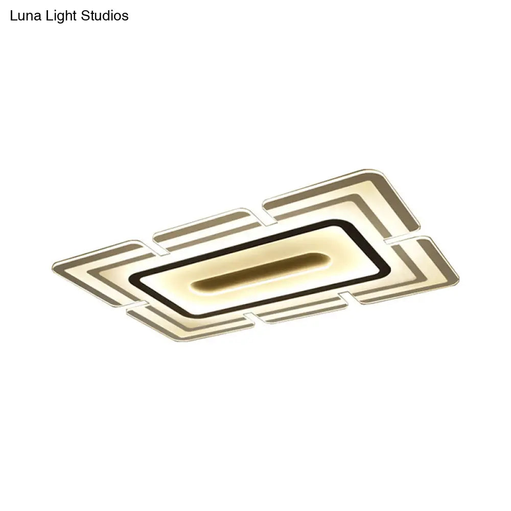 Modern Acrylic Led Ceiling Flush Mount Lamp - White Thinnest Pad With Slot Design Warm/White Light