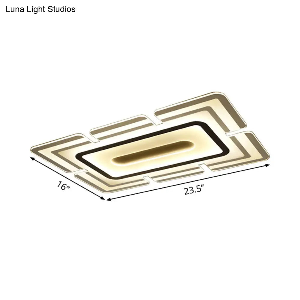 Modern Acrylic Led Ceiling Flush Mount Lamp - White Thinnest Pad With Slot Design Warm/White Light
