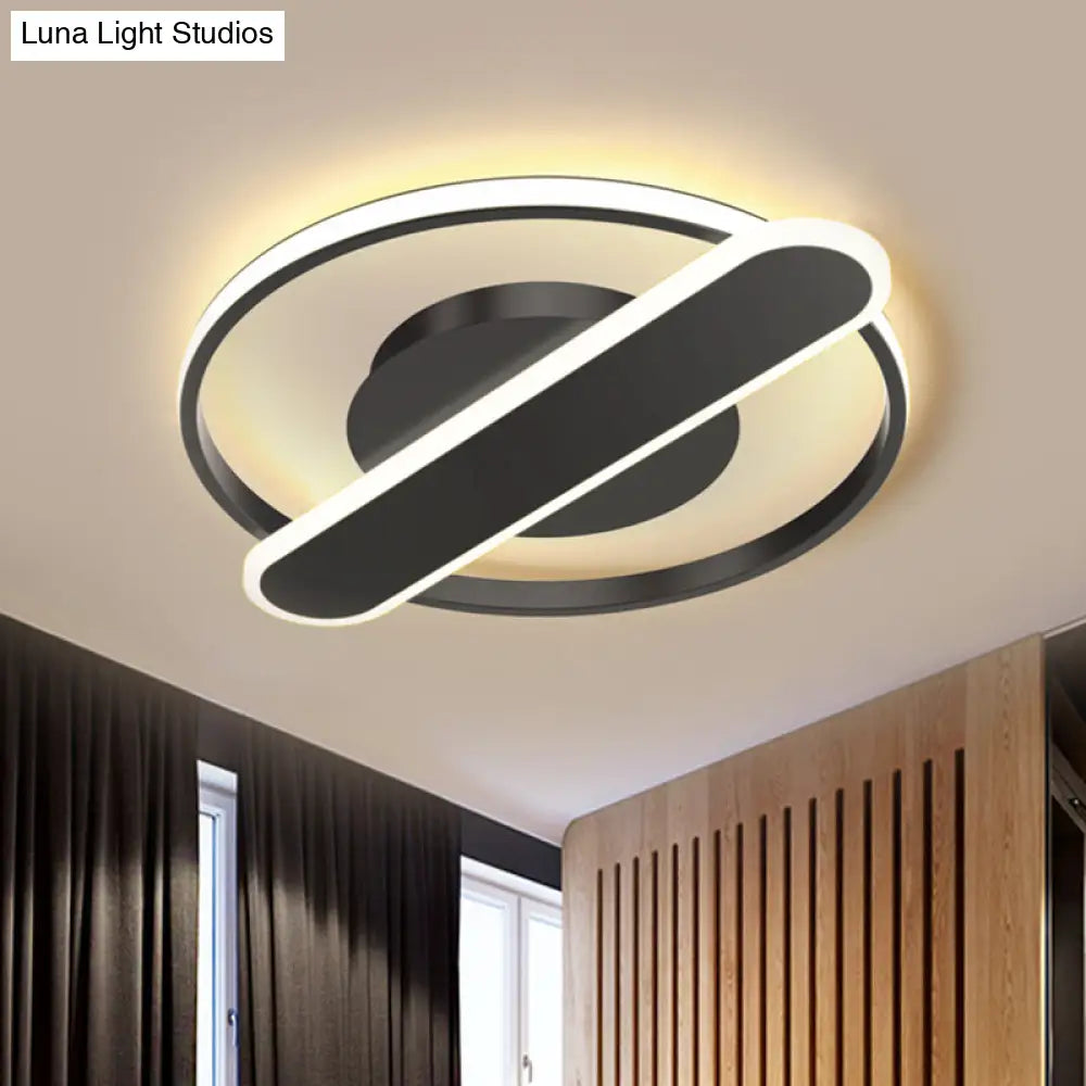 Modern Acrylic Led Ceiling Lamp - Black/White/Gold Flush Mount 16.5’/20.5’ Width