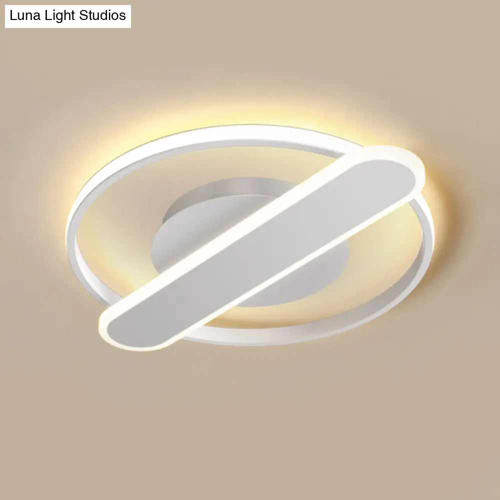 Modern Acrylic Led Ceiling Lamp - Black/White/Gold Flush Mount 16.5’/20.5’ Width