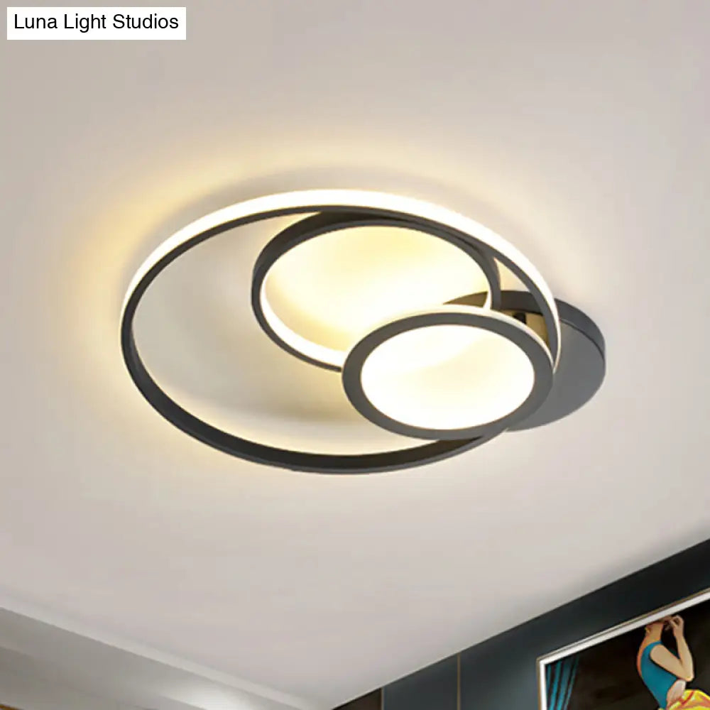 Modern Acrylic Led Ceiling Lamp Multi-Ring Flush Mount Fixture For Bedroom With Warm/White Light