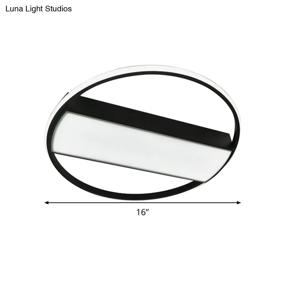 Modern Acrylic Led Ceiling Light For Stairway - Rectangle Flush Mount In Black Or White 16-24’ Wide