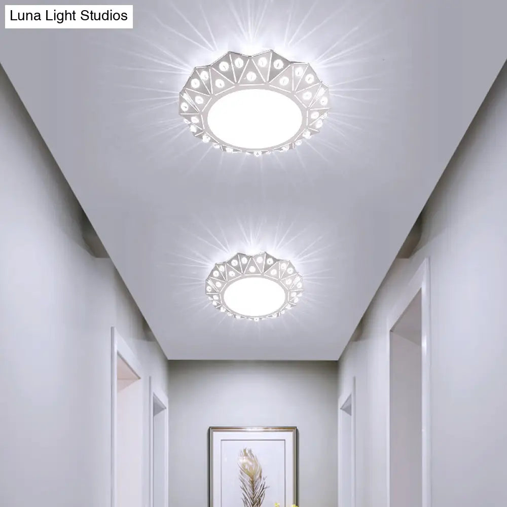 Modern Acrylic Led Ceiling Light In White For Foyer - Flush Mount Fixture