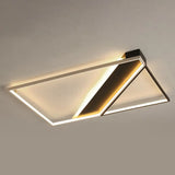 Modern Acrylic Led Ceiling Light: Rectangle Lounge Flush Mount In Black & White / 35.5’ Natural