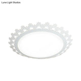 Modern Acrylic Led Ceiling Light With Engraved Edge - White
