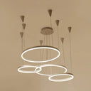 Modern Acrylic Led Chandelier Pendant Light - White Ceiling Fixture In Warm/White/Natural / Warm
