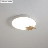 Modern Acrylic Led Drum Ceiling Mount Flush Light Fixture For Bedroom - Gray/White/Green With Maple