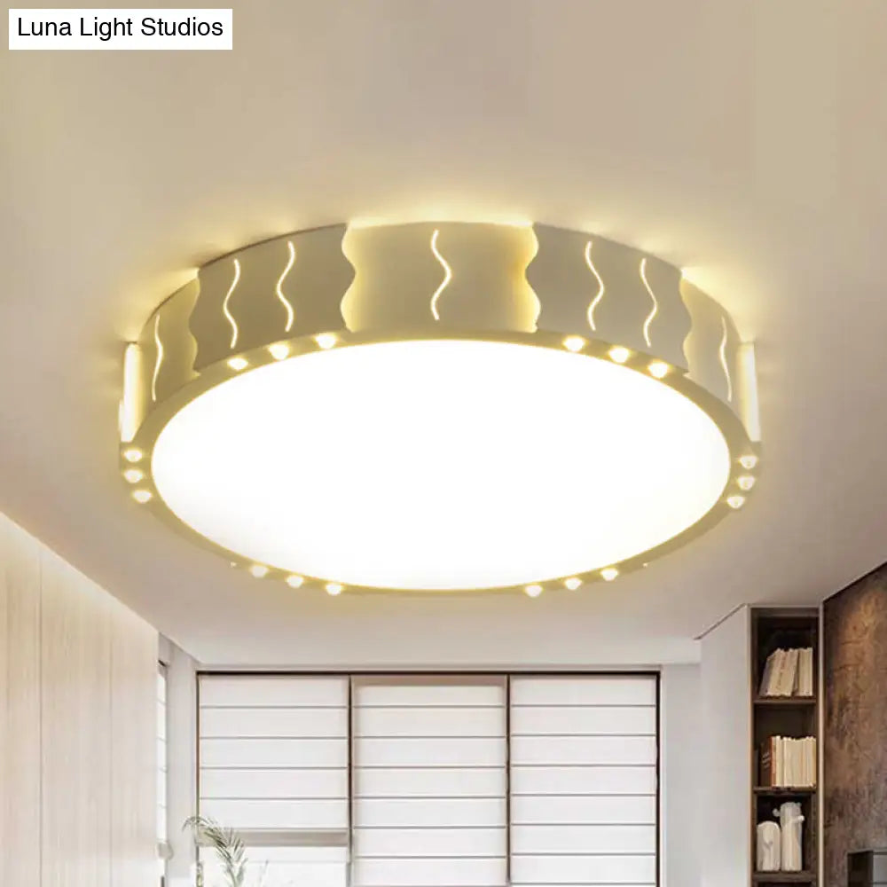 Modern Acrylic Led Flush Ceiling Light - White Square/Round Design For Living Room With Warm/White