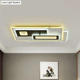 Modern Acrylic Led Flush Light In Black And White Round/Oval/Rectangle Shape - Perfect For Bedrooms