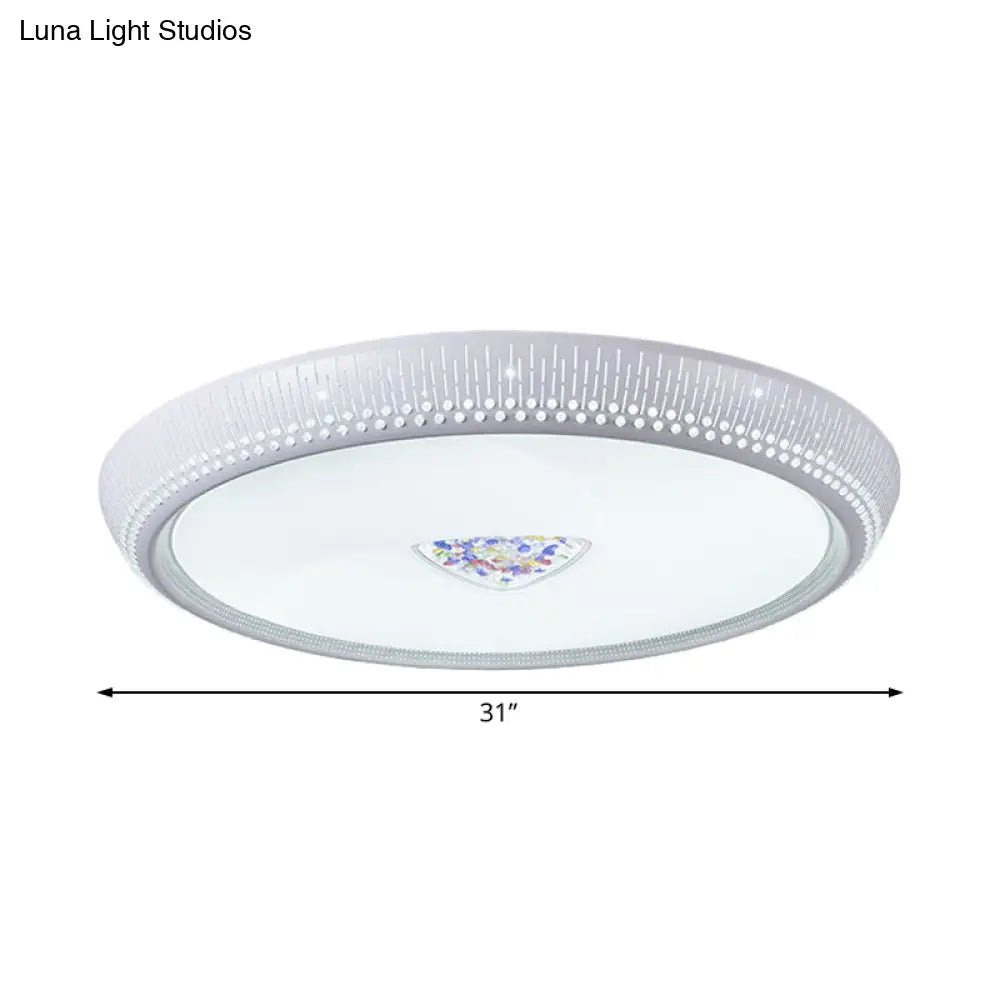 Modern Acrylic Led Flush Mount Ceiling Light - White 23’/31’ Wide